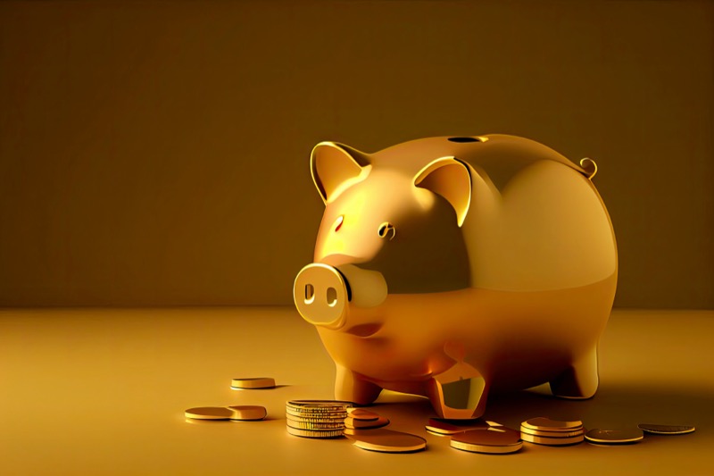 Gold piggy bank representing savings